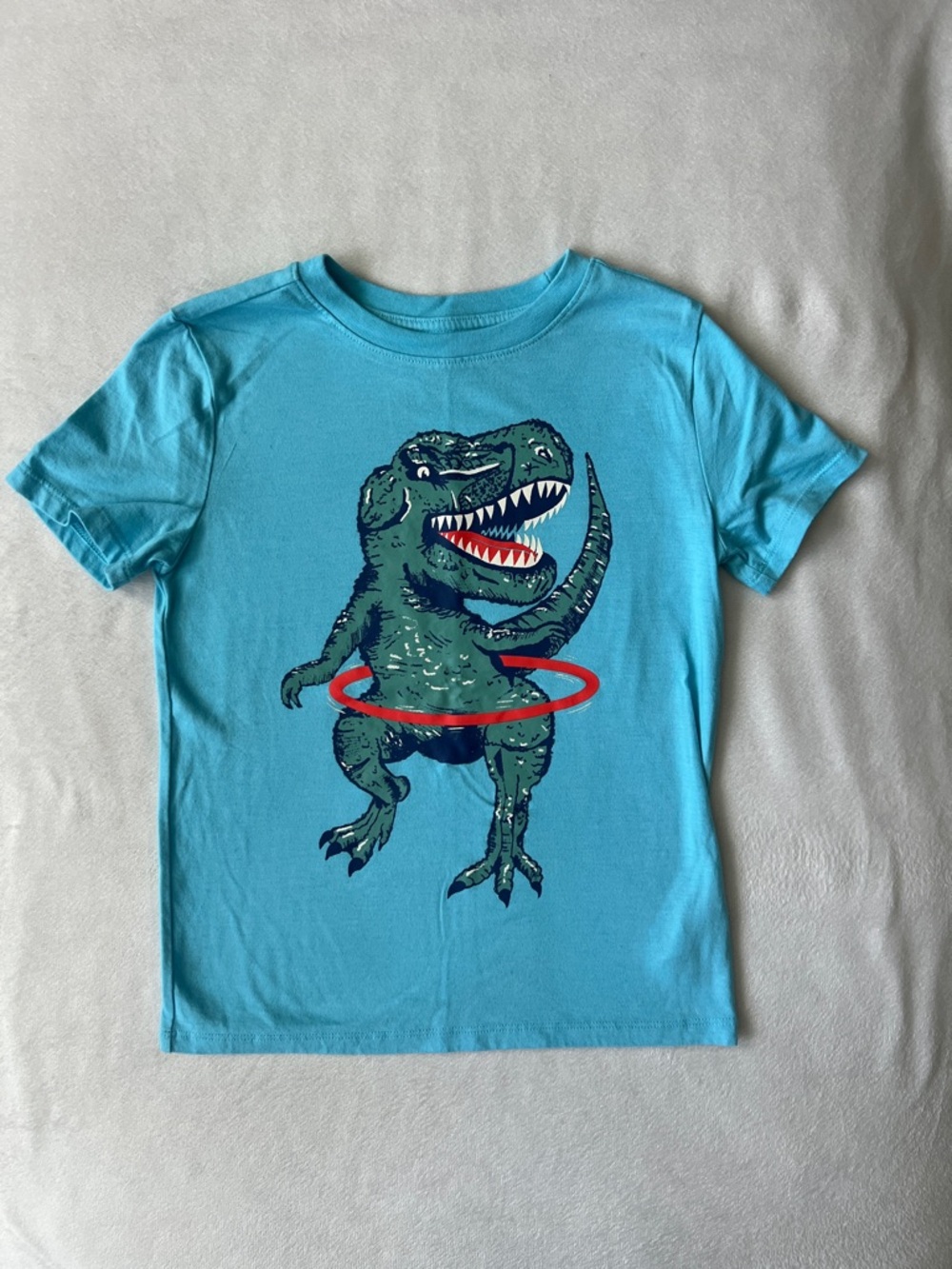 Cat & Jack Turquoise Short-Sleeve Tee with Green T-Rex and Red Hoop